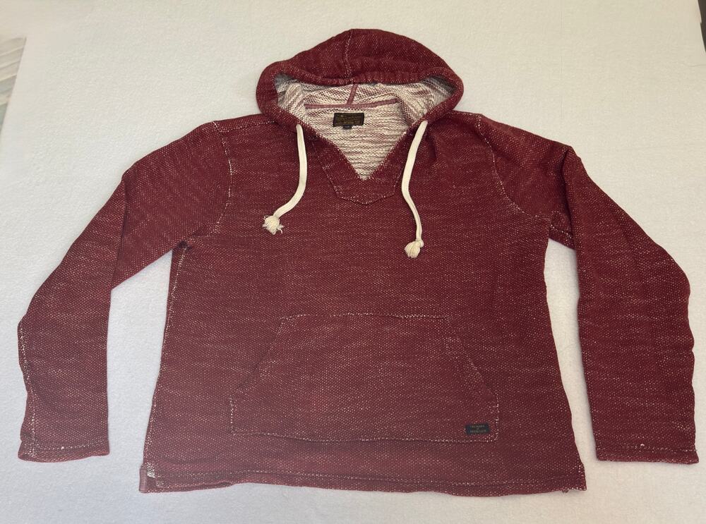 Lucky Brand Womens Sweater Hoodie Pullover Knit Maroon Red Size L Large Kangaroo